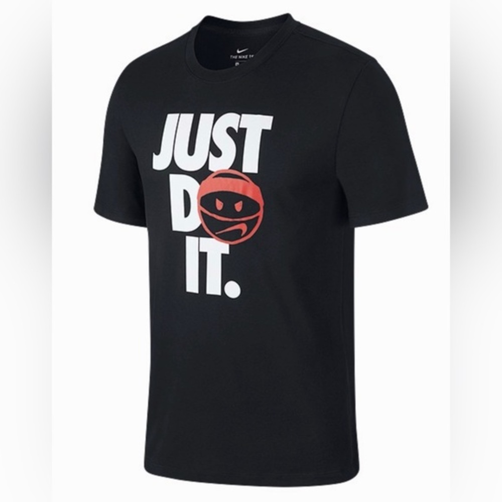 Nike Men's Black Tee with Bold Red and White Design
